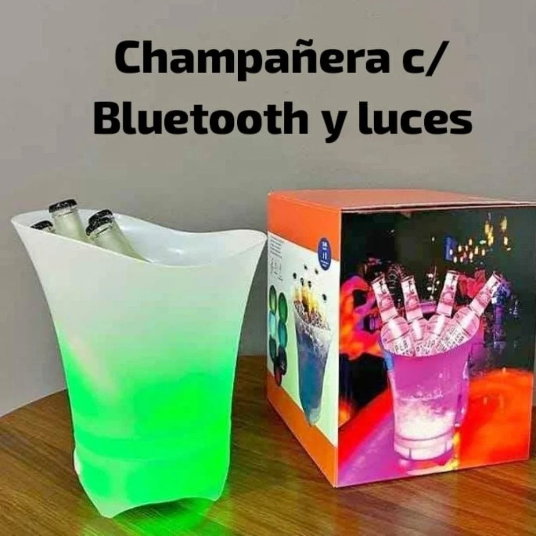 Champañera con Parlantes y Luces RGB – ¡Música, hielo y estilo en uno!