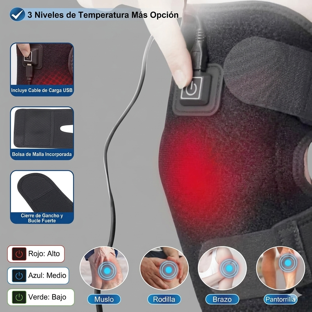 Rodillera Térmica Eléctrica con USB - Calor y Frío Ajustable